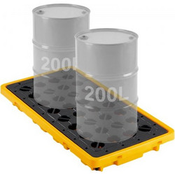 VEVOR Spill Containment Pallet, 2 Drum Low Profile Spell Containment Modular Platform, Χωρητικότητα κάρτερ 79,5 L, χωρητικότητα 2000 kg, Δίσκος πολυαιθυλενίου βαρέως τύπου με αποστράγγιση, 1316 x 680