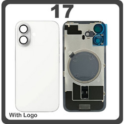 For Apple iPhone 17 (A3520, A3258) Rear Back Battery Cover + Metal Plate + Camera Lens White