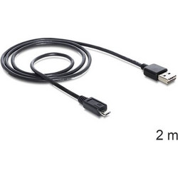 Delock Καλώδιο EASY-USB 2.0 Τύπου-A αρσενικό σε USB 2.0 Τύπου Micro-B αρσενικό 2 m μαύρο (83367)