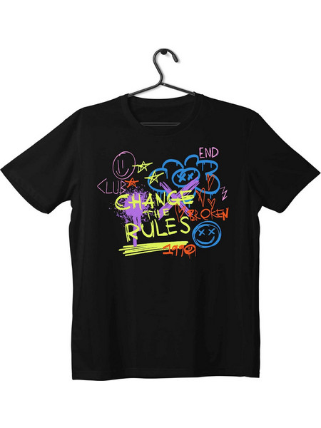 T-shirt Unisex Black Με Σχέδιο Change the rules