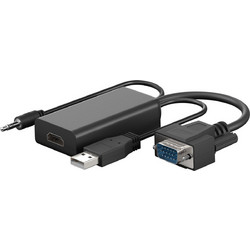 GOOBAY αντάπτορας VGA σε HDMI 61259, 3.5mm Jack, 1080p/60Hz, μαύρος