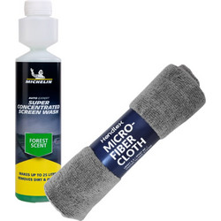 AutoPlanet Κιτ με Υγρό Υαλοκαθαριστήρων & Πετσέτα Microfiber, 320GSM