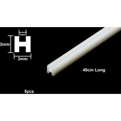 PLASTIC BEAMS H-SHAPED 3 mm (LENGTH : 40 CM ) - 5 PCS - TAMIYA 70201