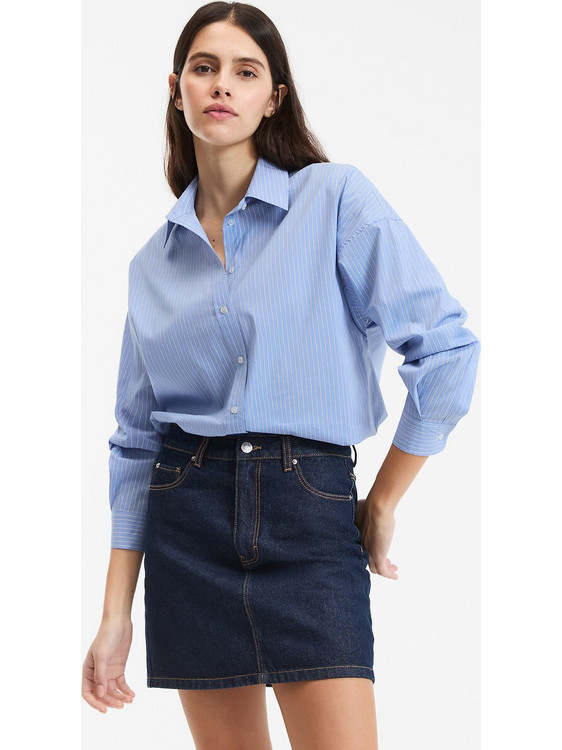 La Redoute Collections Μακρυμάνικο Γυναικείο Πουκάμισο Ριγέ Μπλε