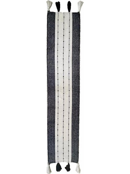 Liberta-Maison ZOYA Runner 180x35cm Βαμβάκι Λευκό Μαύρο Polyester 029125