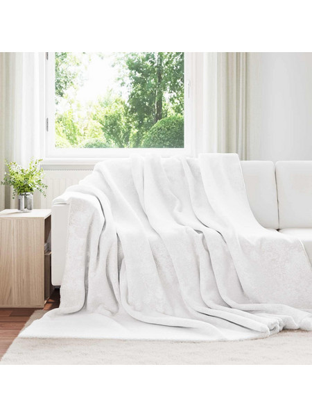 vidaXL Κουβέρτα Βεραμάν Μαλλί - Λευκό, 240-x-270-εκ
