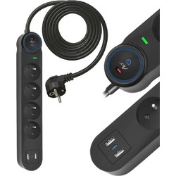 Art Πολύπριζο 4 Θέσεων με 2 USB-A, USB-C και Καλώδιο 3m