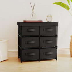 vidaXL Ντουλάπι Αποθηκευτικό με 6 Συρτάρια 55x29x55 εκ. Ατσάλινο - μαύρο