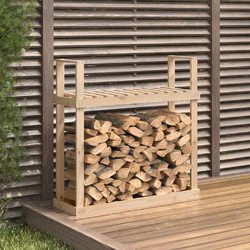 vidaXL Ραφιέρα Καυσόξυλων Καφέ Μασίφ Ξύλο 110x35x108,5 εκ. - φυσικό-πεύκο, 110-x-35-x-1085-εκ
