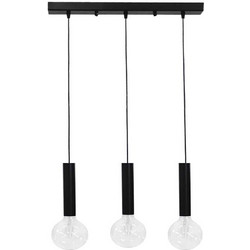 Heronia Lighting Κρεμαστό Φωτιστικό Οροφής Ράγα Τρίφωτο E27 Μαύρο 34-0200