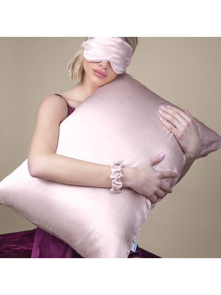 Μεταξωτή Μαξιλαροθήκη + Μάσκα Ύπνου + Scrunchie Feel & Touch Beauty Sleep Set Pudra