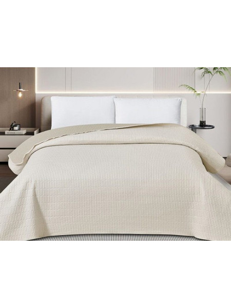 Κουβερλί Κεντημένο Διπλής Όψης 100% Microfiber Γαρύφαλλο - Κρεμ-Μπεζ, 220x240