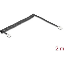 DeLock Σπιράλ Τηλεφωνικό Καλώδιο RJ11 6P4C 2m Μαύρο (90202) 90202