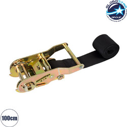 GLOBOSTAR(R) TREEBASE 90478 Ιμάντας με Καστάνια για Τοποθέτηση Φωτιστικών Σποτ σε κορμό Φυτών & Δέντρων - Μαύρο & Χρυσό - Μ100 x Π7.5 x Υ5cm