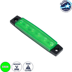 GLOBOSTAR(R) SIDEMARKER 79902 Φώτα Όγκου Οχημάτων LED 1.5W 75lm 120 DC 10-30V Αδιάβροχο IP66 Πράσινο - 6 x SMD2835 Sanan Chip - Μ9.5 x Π2 x Υ1.1cm
