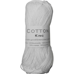 Νήμα Πλεξίματος Cotton King 100% Βαμβακερό 50 γραμμάρια με 125 μέτρα σε Λευκό