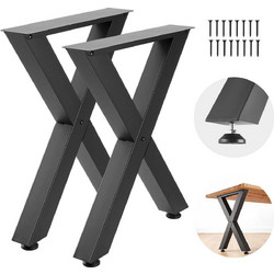 VEVOR Ατσάλινα Πόδια Τραπεζιού X-Frame 750 x 600 mm, Σετ 2 Τεμαχίων, Μαύρα, για Γραφείο, Πάγκο και Τραπέζι ZTCFKXX2824IDAGR1001V0