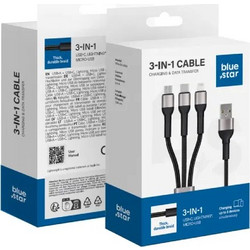 Blue Star Καλώδιο 3 σε 1 USB A σε Lightning / Micro USB / USB C