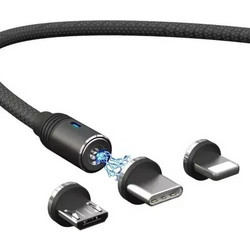 Moxom MX-CB83 Μαγνητικό Καλώδιο 3 σε 1 3AH USB to Lightning / Type-C / micro USB 1m Μαύρο