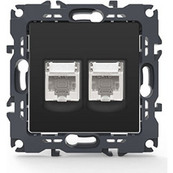 PRIME ΠΡΙΖΑ ΔΙΚΤΥΟΥ 2xRJ45 CAT6 UTP IP20 MAT ΑΝΘΡΑΚΙ | ACA | 1000113305