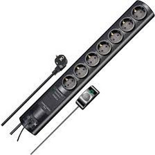 Brennenstuhl Primera-Tec Steckdosenleiste Comfort Switch Plus 7-fach (schwarz, 2 Meter, 19.500A Uberspannungsschutz, externer Schalter)
