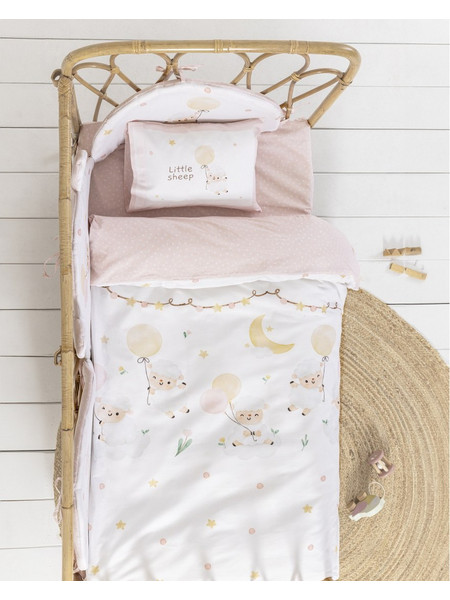 Κουβερλί Κούνιας Nima Little Sheep Ροζ 100x140