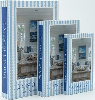 S/3 ΚΟΥΤΙ ΒΙΒΛΙΟ ΞΥΛΙΝΟ ΓΑΛΑΖΙΟ - ΛΕΥΚΟ 33x22x7cm / 26x17x5cm / 21x13x3cm 819-01366 - Estheti - 819-01366