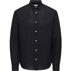 Only & Sons Ανδρικό Πουκάμισο Μακρυμάνικο Λινό 22012321 Black