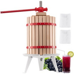 VEVOR 4,75 Gal/18L Πρέσα κρασιού φρούτων, καλάθι από μασίφ ξύλο με 8 τεμάχια, βαρέως τύπου Χυμομηχανή, Βάμμα σταφυλιού μηλίτη μήλου με μέλι ελαιόλαδο με λαβή για κουζίνα, σπίτι