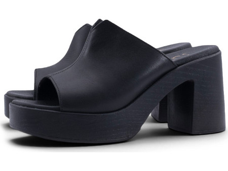 125 Juliet Γυναικεία Δερμάτινα Mules ΜΑΥΡΟ