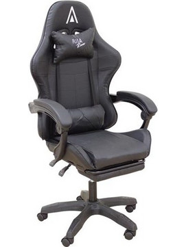 Gaming Πολυθρόνα PVC Με Υποπόδιο Μαύρο 61x62x45-118 54-127cm