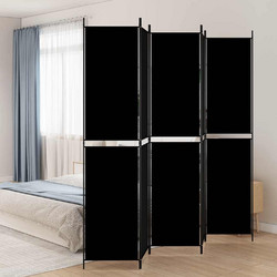 Διαχωριστικό Δωματίου με 5 Πάνελ Μαύρο 250x220 εκ. από Ύφασμα