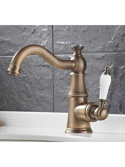 Μπαταρία Νιπτήρα Bronze-Λευκό Retro Antique Bonken HT-3240
