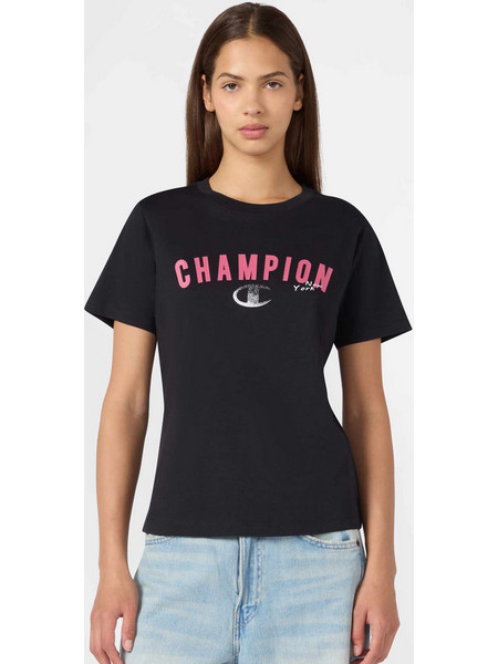 CHAMPION Γυναικεία κοντομάνικη μπλούζα SS Tee BLACK γυναίκες