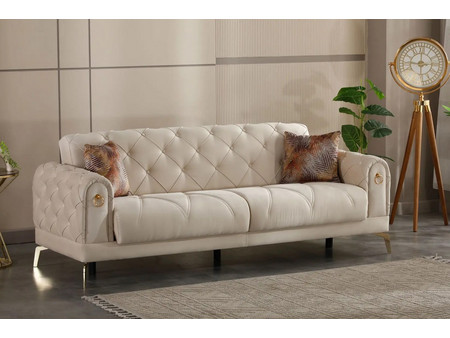 All4Home MANCHESTER Τριθέσιος Καναπές Κρεβάτι Μπεζ Π 223xΥ 83xΒ 91 cm