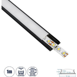 GLOBOSTAR(R) ALP-LINEAR CURBARIO 70804-1M Επιφανειακό Εύκαμπτο Προφίλ Αλουμινίου με Λευκό Γαλακτερό Πατητό Κάλυμμα για Ταινίες LED IP20 - Μαύρο & Λευκό - Μ100 x Π1.8 x Υ0.5cm