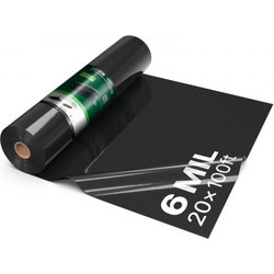 VEVOR Πλαστικό Φύλλο 0,15 mm 6,1 x 30,48 m Μαύρο Βαρύ Καθήκον Πολυαιθυλένιο, Παχύ Πλαστικό Ρολό για Κήπο, Κάλυμμα Ζωγράφων, Πολυαιθυλένιο Κάλυμμα για Φράγμα Ατμών Υποδαπέδιου Χώρου, Έλεγχος Ζιζανίων