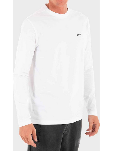 Boss T-shirt Tee Long κανονική γραμμή λευκό βαμβακερό