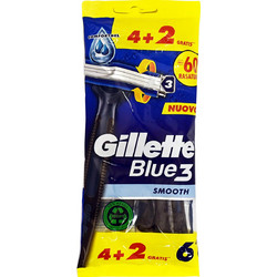 Gillette Blue 3 Smooth Ξυραφάκι μιας Χρήσης με 3 Λεπίδες & Λιπαντική Ταινία 6τμχ