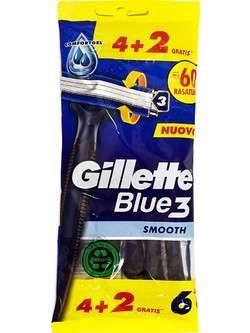 Gillette Blue 3 Smooth Ξυραφάκι μιας Χρήσης με 3 Λεπίδες & Λιπαντική Ταινία 6τμχ