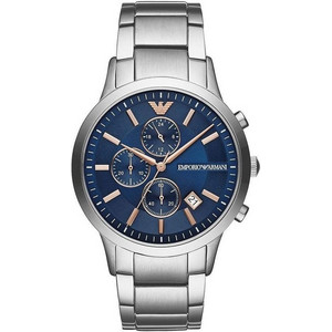 Emporio Armani Ανδρικό Ρολόι Χρονογράφος με Ασημί Μεταλλικό Μπρασελέ AR11458