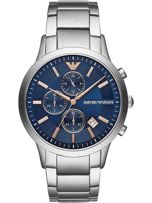 Emporio Armani Ανδρικό Ρολόι Χρονογράφος με Ασημί Μεταλλικό Μπρασελέ AR11458