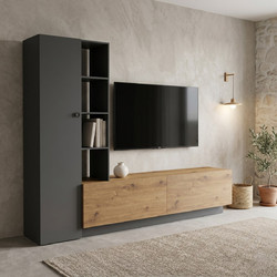 550342 ΣΥΝΘΕΤΟ ΣΑΛΟΝΙΟΥ TILVEO PAKOWORLD OAK-ΑΝΘΡΑΚΙ 230X41.5X180ΕΚ
