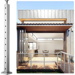 Στύλος κιγκλίδωμα καλωδίου VEVOR 36x2x2 ίντσες/91,4x5,1x5,1 cm Οριζόντια οπή κιγκλίδωμα στύλου ασημί 1συσκευασία