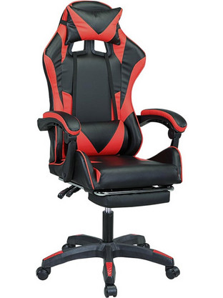 Bakaji Καρέκλα Gaming με Υποπόδιο Μαύρη Κόκκινη 02834658
