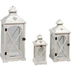 Eurolamp 819-02652 Φαναράκι Ξύλινο Λευκό Σετ 3τμχ 5207227642265