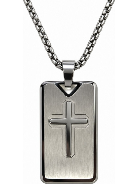 Ghetto Silver Cross Pendant Necklace with 50cm Thin Chain