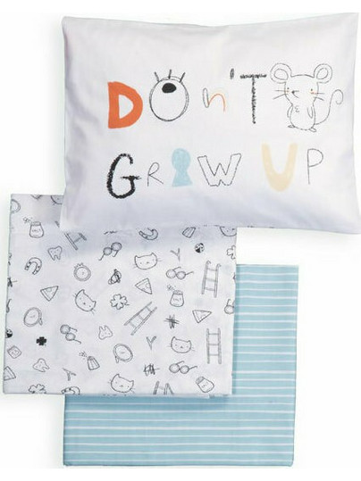 Nef-Nef Σετ Σεντόνια Κούνιας Don't Grow Up 120x170cm White/Aqua
