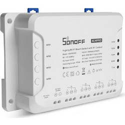 Sonoff 4CH PRO R3 Smart Ενδιάμεσος Διακόπτης με Wi-Fi και RF σε Λευκό Χρώμα (4CHPROR3)