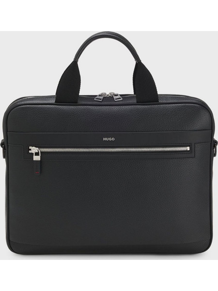 HUGO MEN FAUX-LEATHER DOCUMENT CASE BLACK